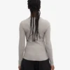 Bio-T-Shirt für Damen mit geripptem Saum und langen Ärmeln – Meliertgrau