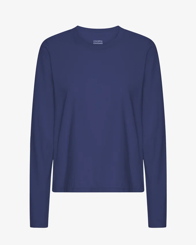 Bio-T-Shirt für Damen mit langen Ärmeln – Marineblau