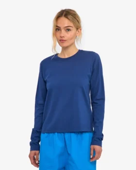 Bio-T-Shirt für Damen mit langen Ärmeln – Marineblau