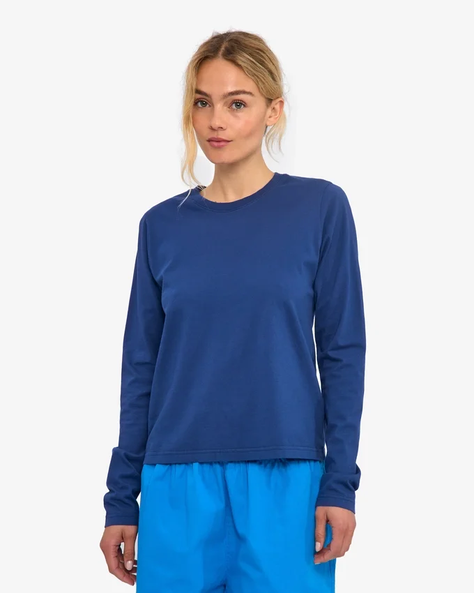 Bio-T-Shirt für Damen mit langen Ärmeln – Marineblau