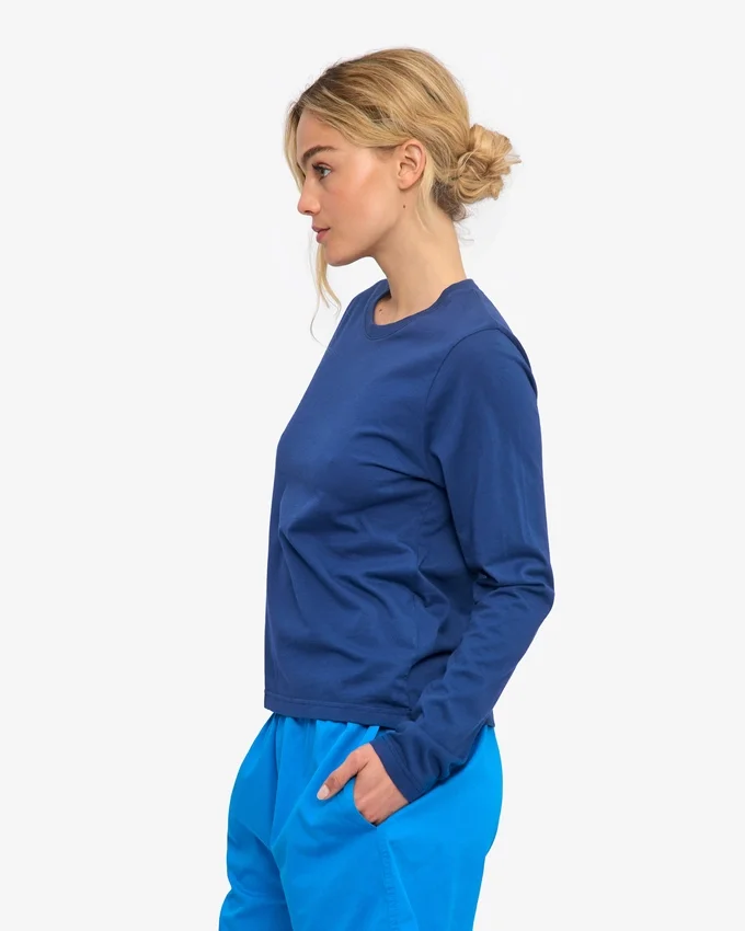 Bio-T-Shirt für Damen mit langen Ärmeln – Marineblau