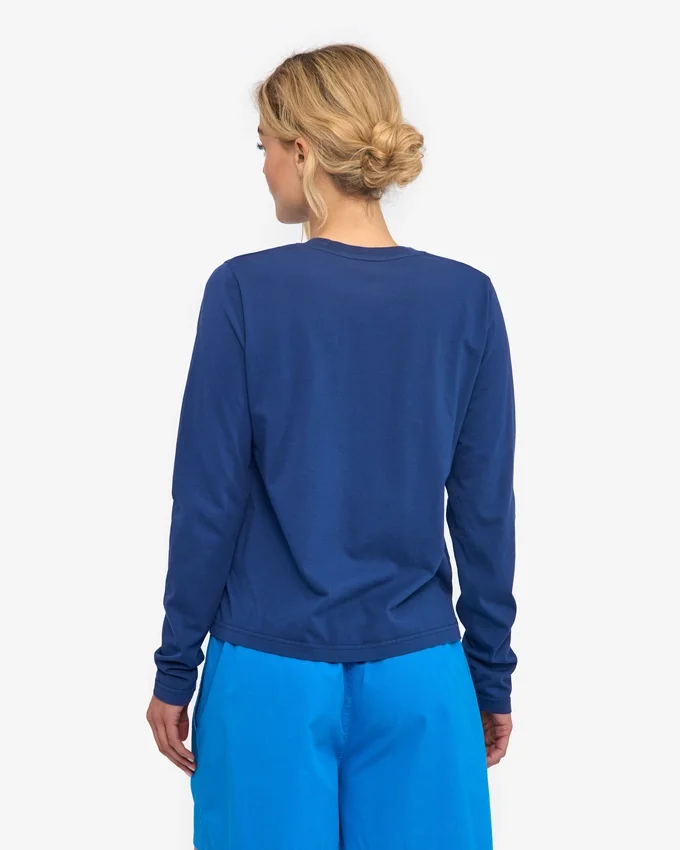 Bio-T-Shirt für Damen mit langen Ärmeln – Marineblau