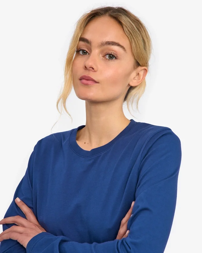 Bio-T-Shirt für Damen mit langen Ärmeln – Marineblau