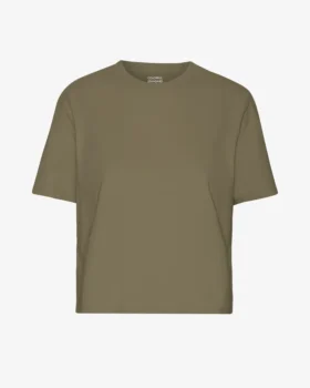 Bio-T-Shirt im Boxy-Crop-Schnitt – Dusty Olive