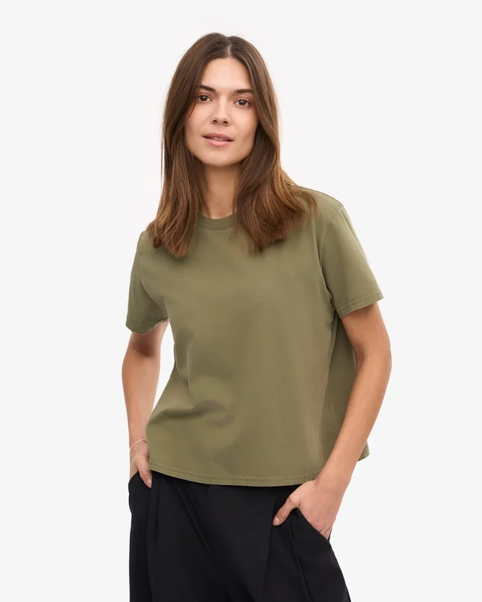 Bio-T-Shirt im Boxy-Crop-Schnitt – Dusty Olive