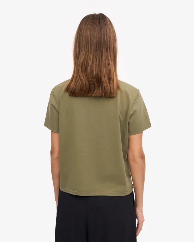 Bio-T-Shirt im Boxy-Crop-Schnitt – Dusty Olive