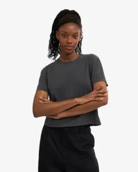 Bio-T-Shirt im Boxy-Crop-Schnitt – Faded Black