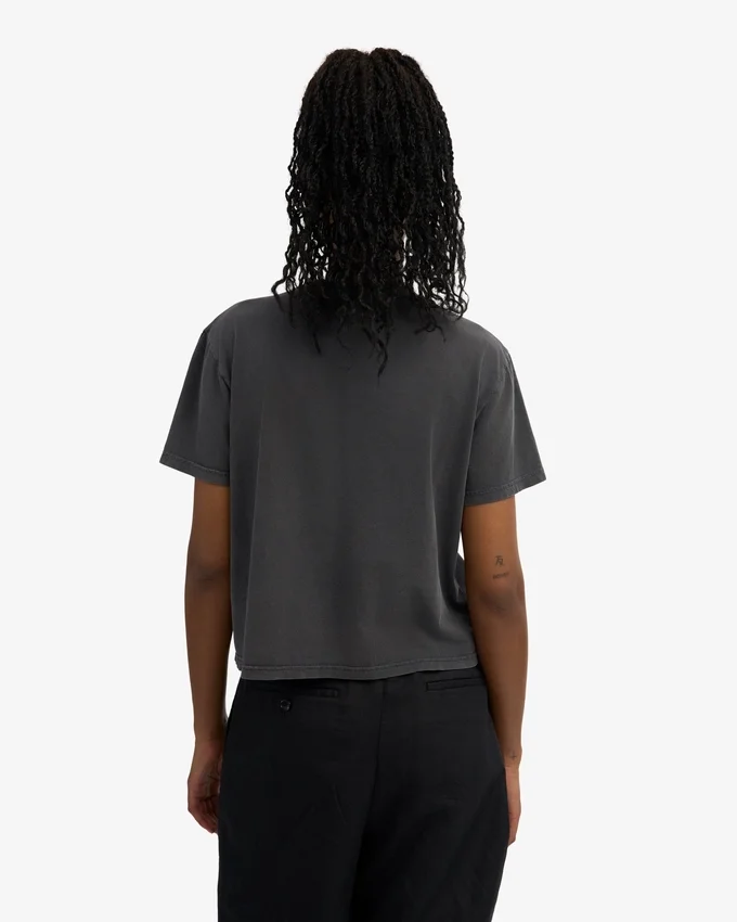 Bio-T-Shirt im Boxy-Crop-Schnitt – Faded Black