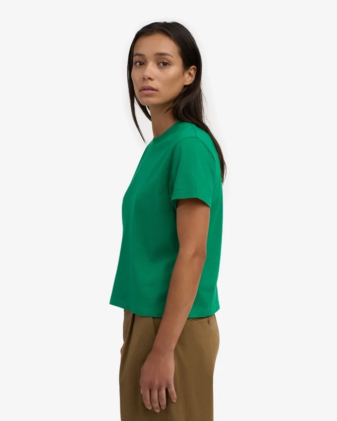 Bio-T-Shirt im Boxy-Crop-Schnitt – Kellygrün