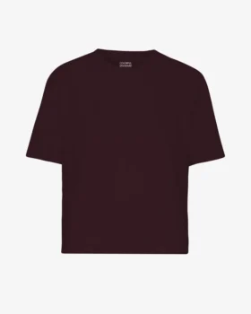 Bio-T-Shirt im Boxy-Crop-Schnitt – Oxblood-Rot