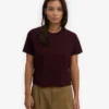 Bio-T-Shirt im Boxy-Crop-Schnitt – Oxblood-Rot