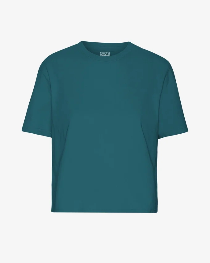 Bio-T-Shirt im Boxy-Crop-Schnitt – Ozeangrün