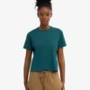 Bio-T-Shirt im Boxy-Crop-Schnitt – Ozeangrün