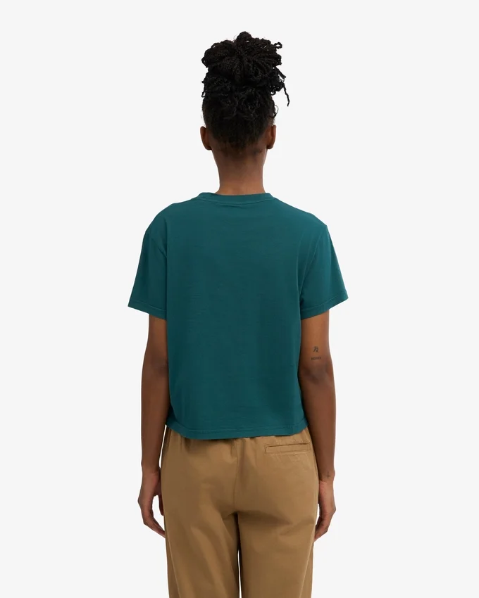 Bio-T-Shirt im Boxy-Crop-Schnitt – Ozeangrün