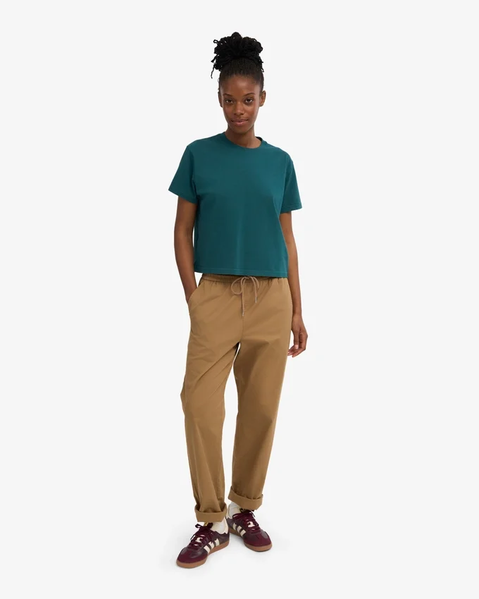 Bio-T-Shirt im Boxy-Crop-Schnitt – Ozeangrün