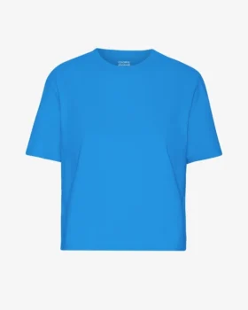 Bio-T-Shirt im Boxy-Crop-Schnitt – Pazifikblau