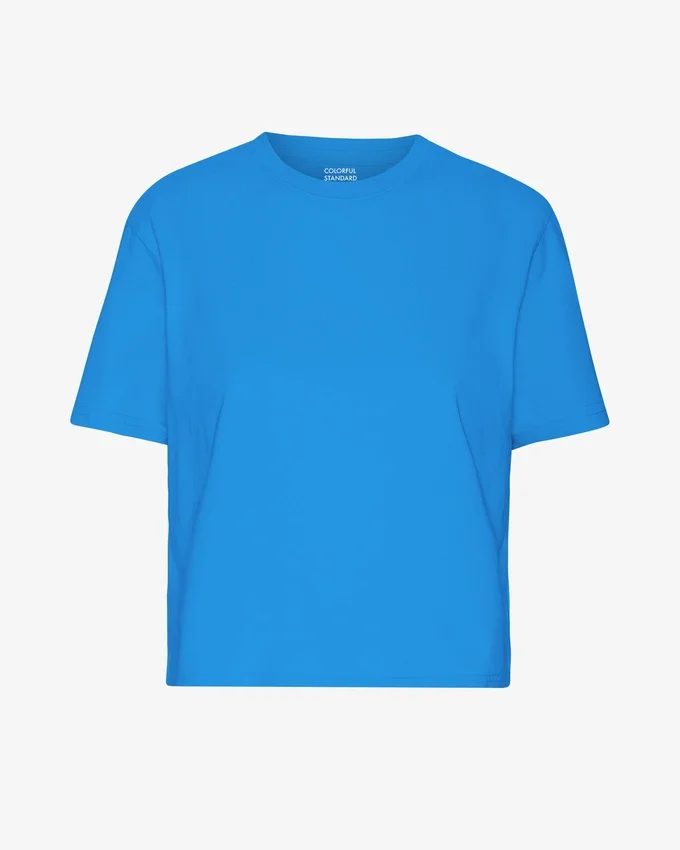 Bio-T-Shirt im Boxy-Crop-Schnitt – Pazifikblau