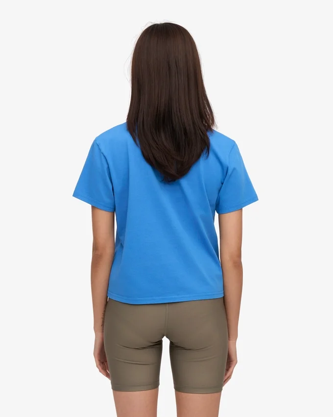 Bio-T-Shirt im Boxy-Crop-Schnitt – Pazifikblau