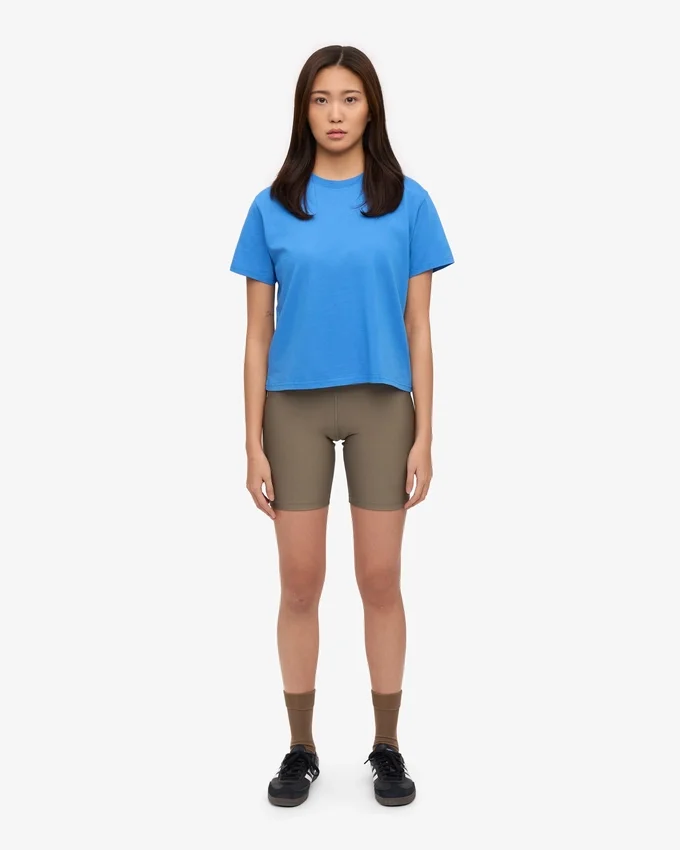 Bio-T-Shirt im Boxy-Crop-Schnitt – Pazifikblau