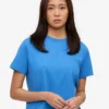 Bio-T-Shirt im Boxy-Crop-Schnitt – Pazifikblau