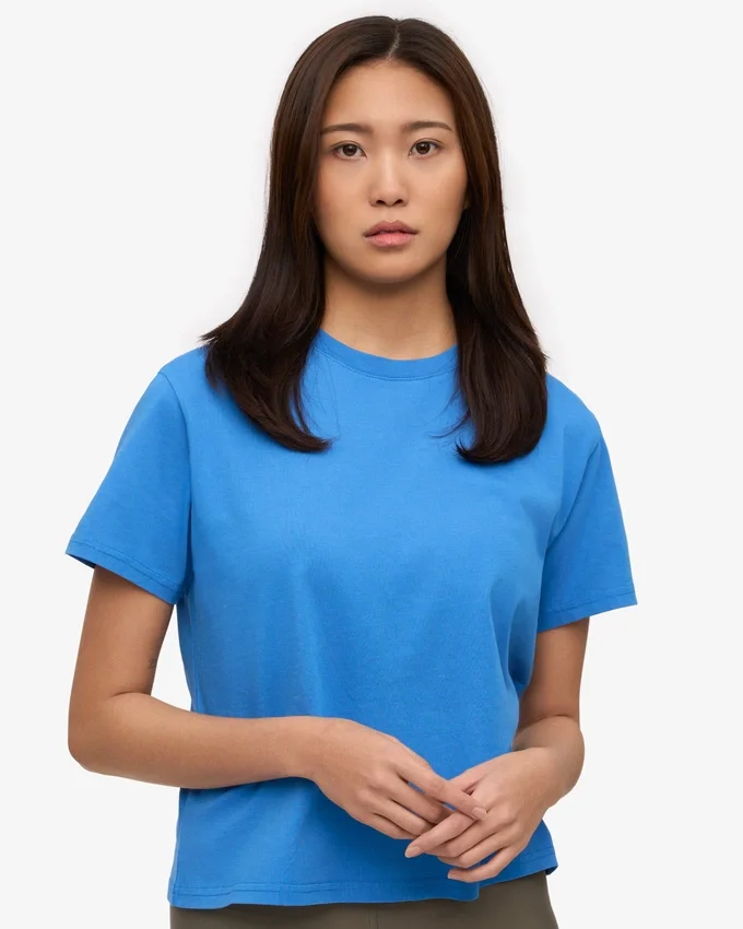 Bio-T-Shirt im Boxy-Crop-Schnitt – Pazifikblau
