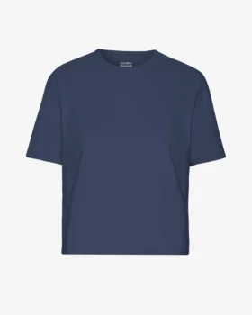 Bio-T-Shirt im Boxy-Crop-Schnitt – Petrolblau