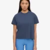 Bio-T-Shirt im Boxy-Crop-Schnitt – Petrolblau