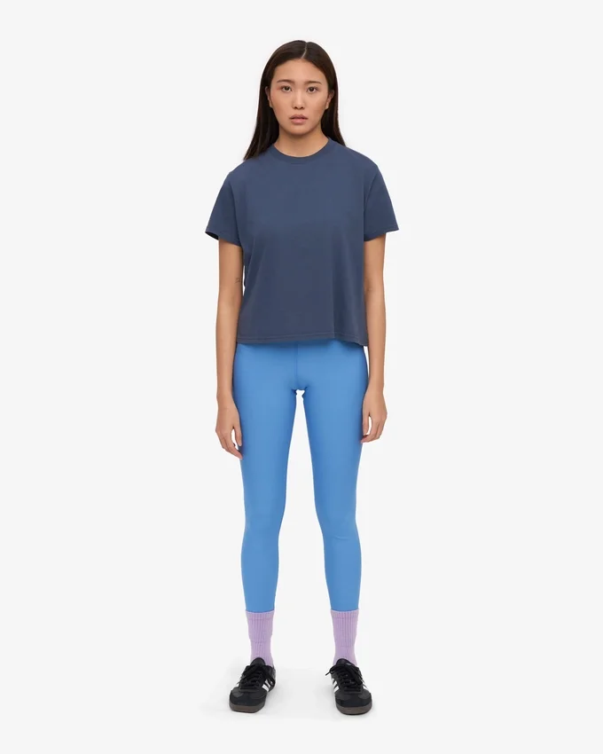 Bio-T-Shirt im Boxy-Crop-Schnitt – Petrolblau
