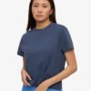Bio-T-Shirt im Boxy-Crop-Schnitt – Petrolblau