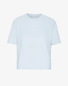 Bio-T-Shirt im Boxy-Crop-Schnitt – Polarblau