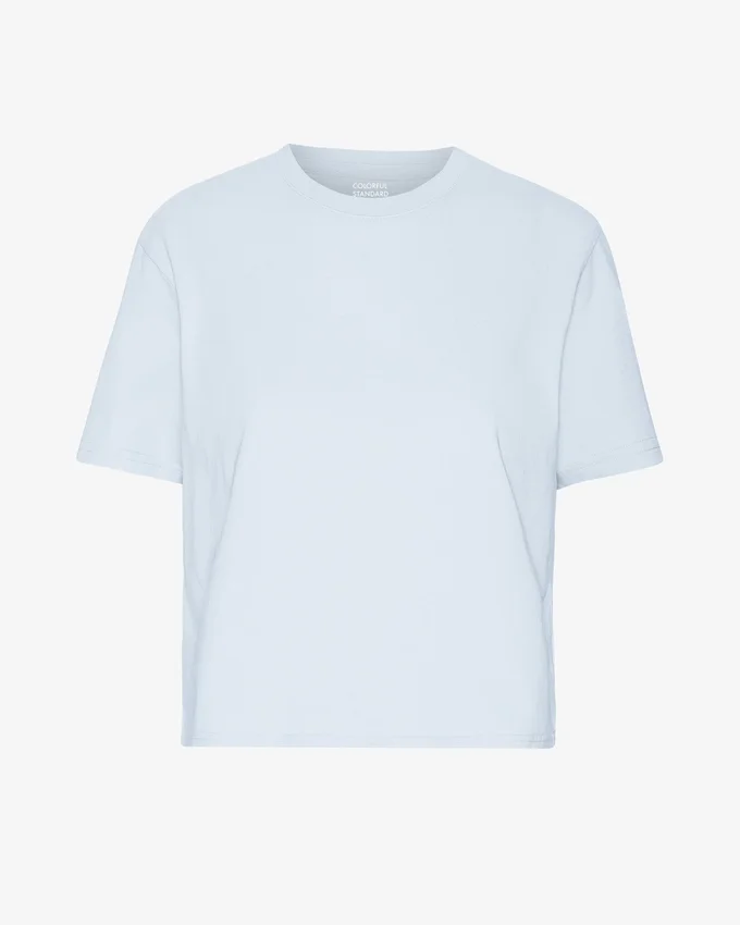 Bio-T-Shirt im Boxy-Crop-Schnitt – Polarblau