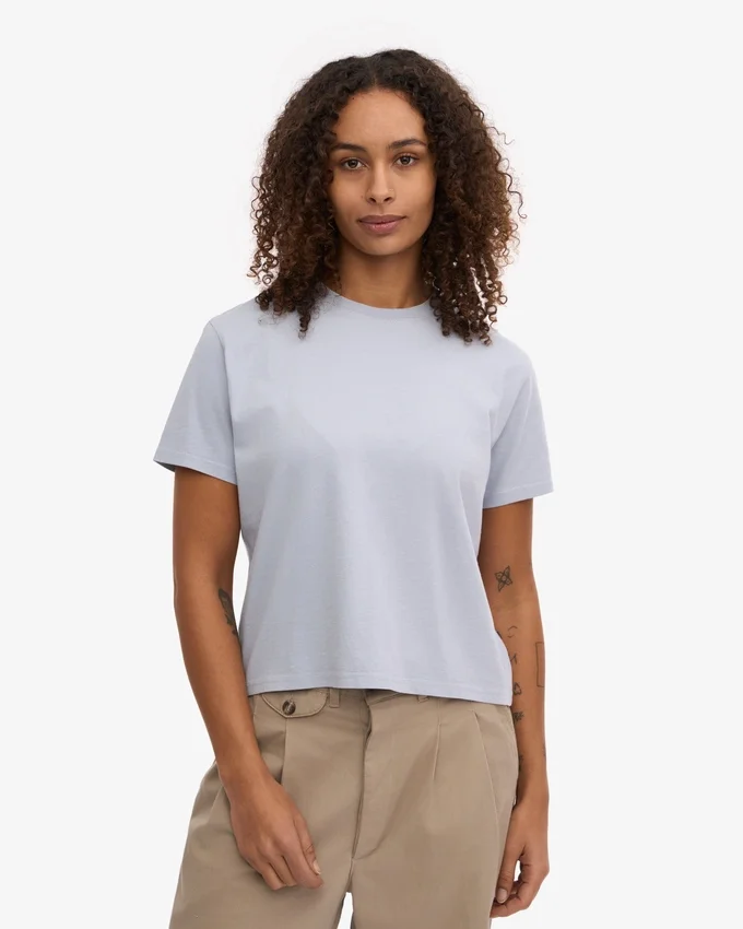 Bio-T-Shirt im Boxy-Crop-Schnitt – Polarblau
