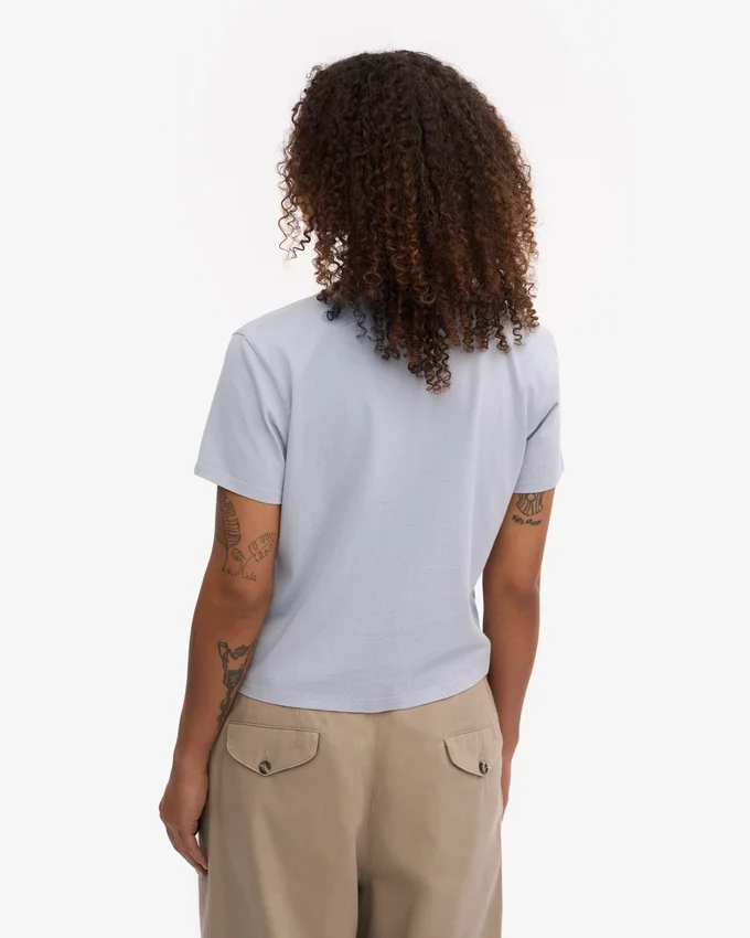 Bio-T-Shirt im Boxy-Crop-Schnitt – Polarblau