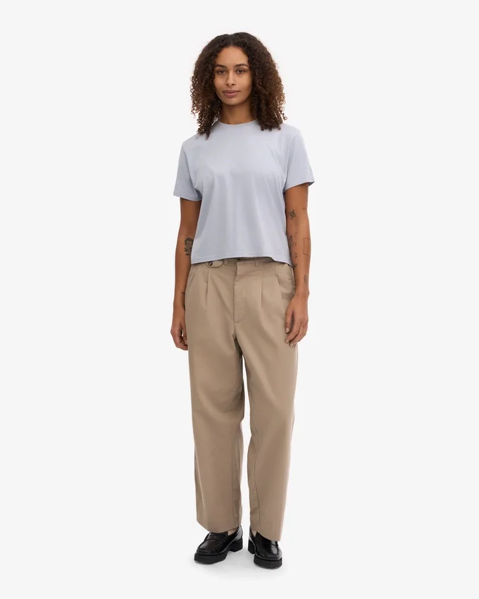 Bio-T-Shirt im Boxy-Crop-Schnitt – Polarblau