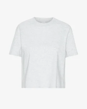 Bio-T-Shirt im Boxy-Crop-Schnitt – Schneemelange