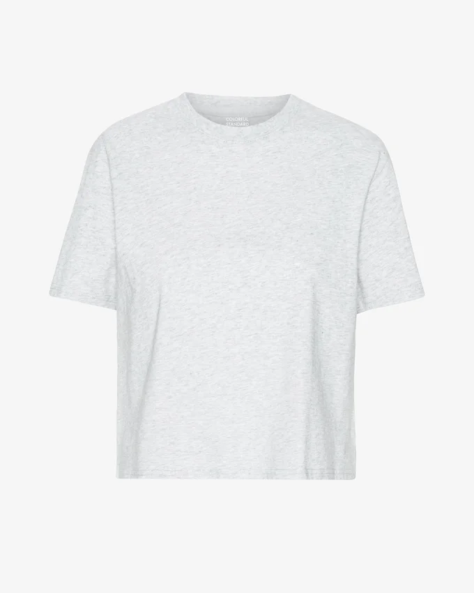 Bio-T-Shirt im Boxy-Crop-Schnitt – Schneemelange