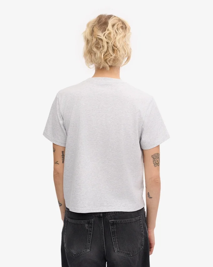 Bio-T-Shirt im Boxy-Crop-Schnitt – Schneemelange