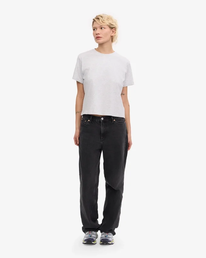 Bio-T-Shirt im Boxy-Crop-Schnitt – Schneemelange