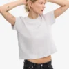 Bio-T-Shirt im Boxy-Crop-Schnitt – Schneemelange