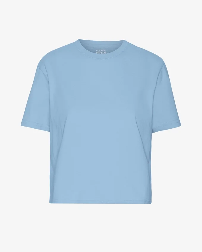 Bio-T-Shirt im Boxy-Crop-Schnitt – Seaside Blue