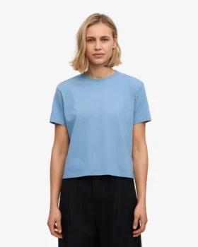 Bio-T-Shirt im Boxy-Crop-Schnitt – Seaside Blue