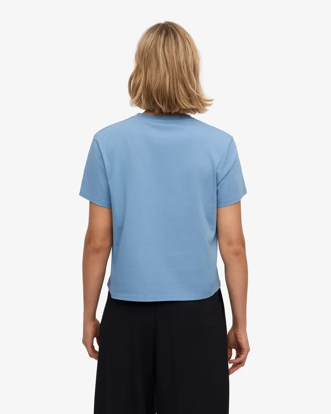 Bio-T-Shirt im Boxy-Crop-Schnitt – Seaside Blue