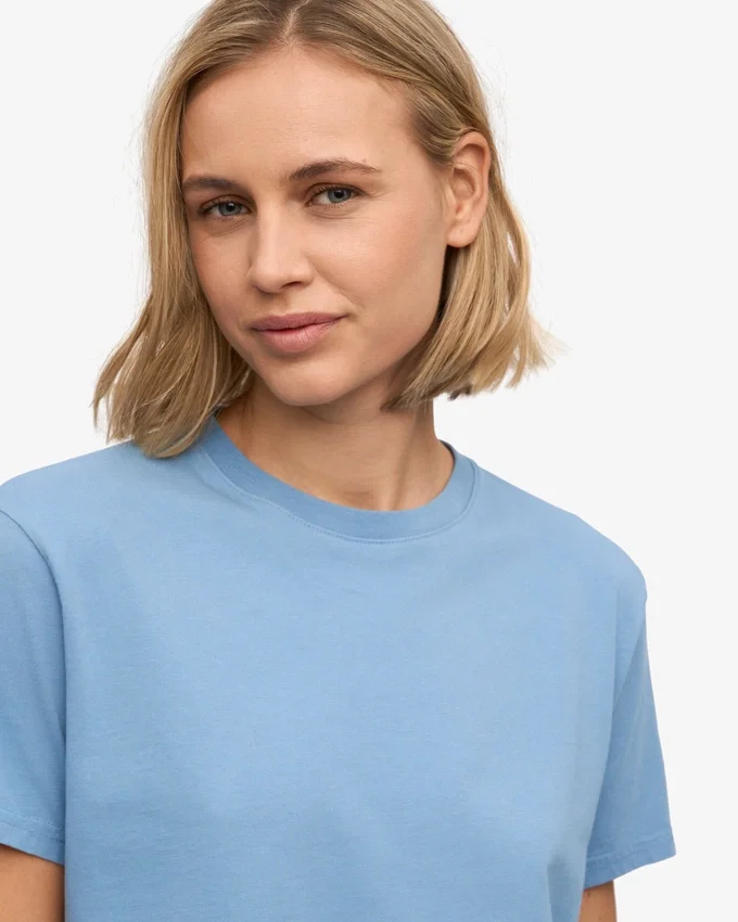 Bio-T-Shirt im Boxy-Crop-Schnitt – Seaside Blue