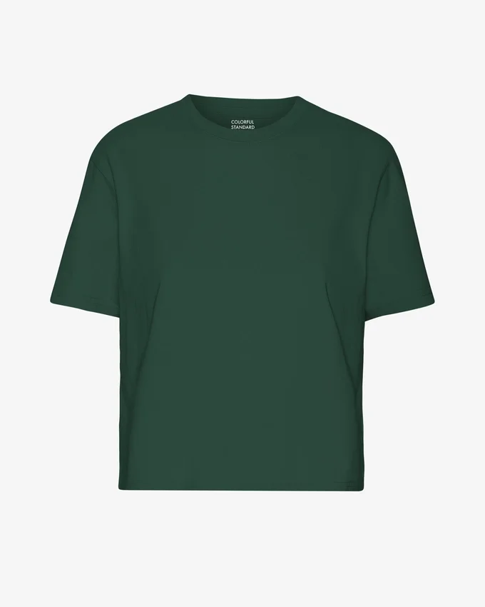 Bio-T-Shirt im Boxy-Crop-Schnitt – Smaragdgrün