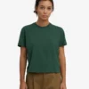 Bio-T-Shirt im Boxy-Crop-Schnitt – Smaragdgrün