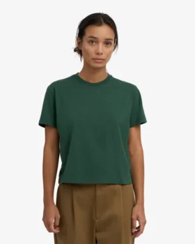 Bio-T-Shirt im Boxy-Crop-Schnitt – Smaragdgrün