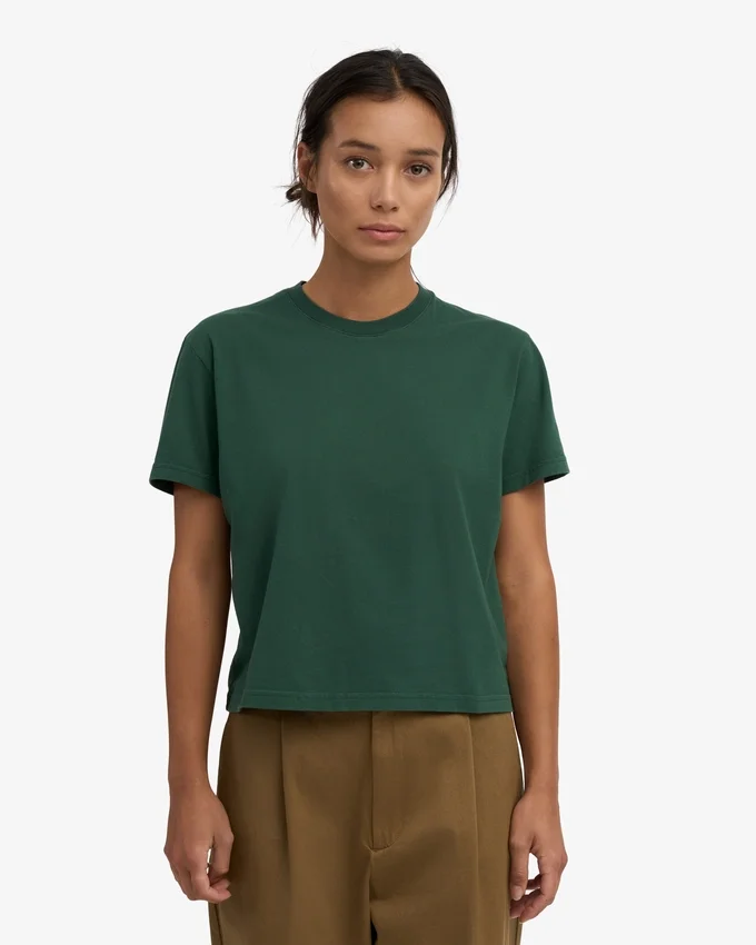 Bio-T-Shirt im Boxy-Crop-Schnitt – Smaragdgrün