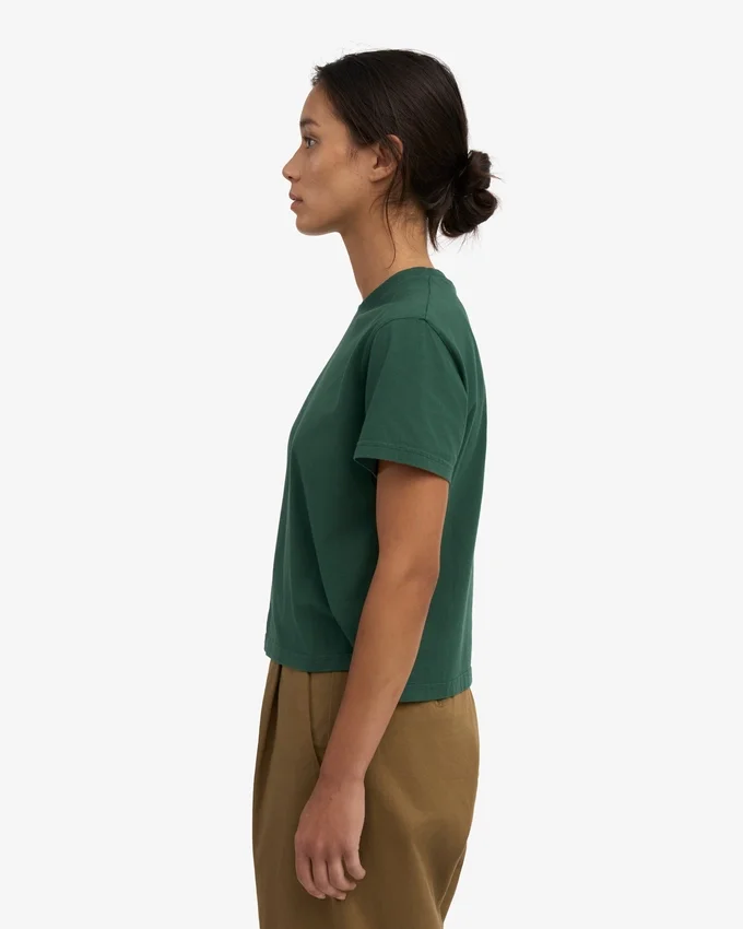Bio-T-Shirt im Boxy-Crop-Schnitt – Smaragdgrün