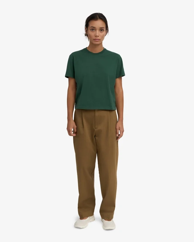 Bio-T-Shirt im Boxy-Crop-Schnitt – Smaragdgrün