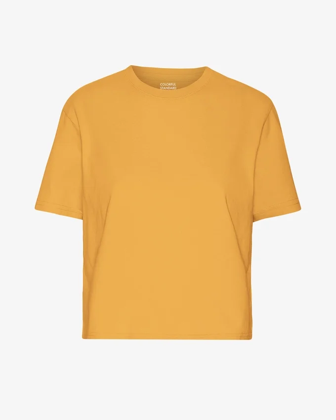 Bio-T-Shirt mit geradem, kurz geschnittenem Schnitt – gebranntes Gelb